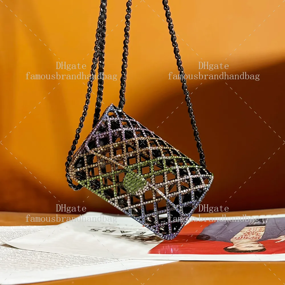 Mini bolsas de noche de 12 cm Mirror Bolso de hombro Diseñador Mujer cadena de metal de metal bolsos de diseñador con caja C440