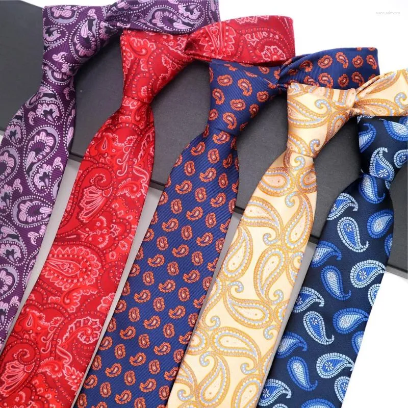 Bow Ties Luxury 8cm Mens Formal Classic Business Paisley Floral Necktie Jacquard Tie à cou tissé pour hommes Neccolons de mariage de marié