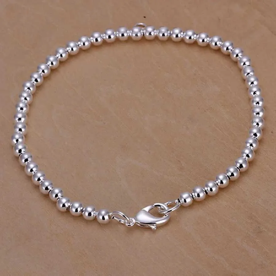 Kedja mode toppkvalitet 925 sterling silver armband smycken charm kvinnor 4mm pärlor gratis frakt för flicka bröllop h240504