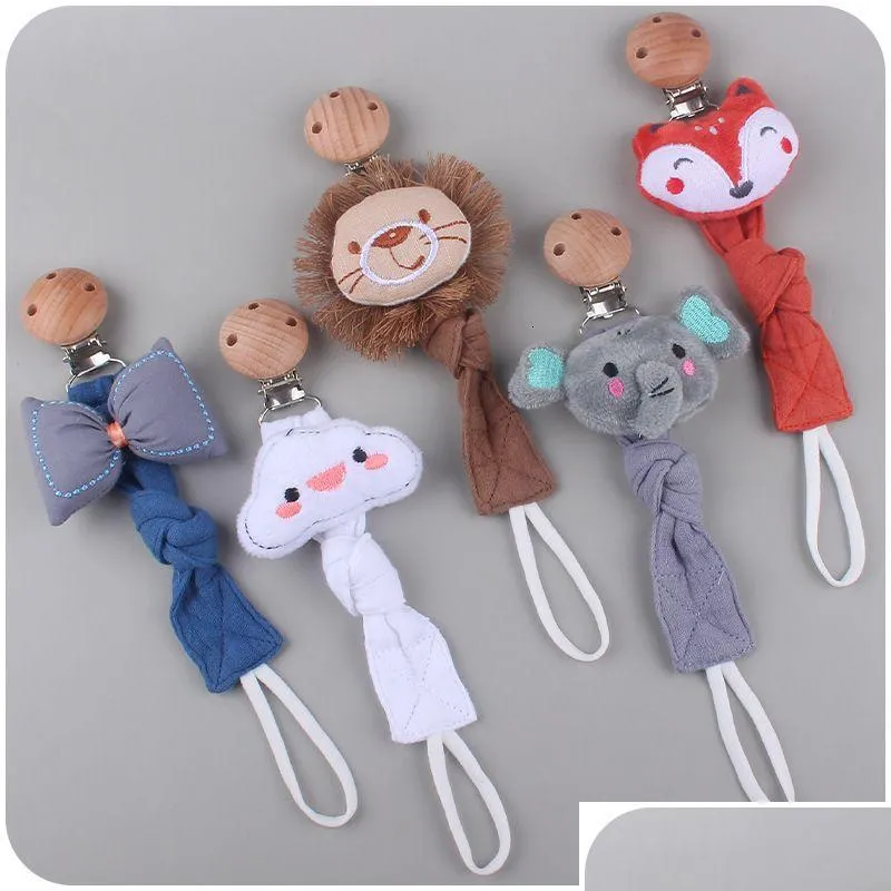 Coldants de la sucette Clips # Holders Clips Baby Products Beech Clip Lion Animal Cotton Linn Ribbon Corde Unique Elegant Design Chain 2304 DHQ8N