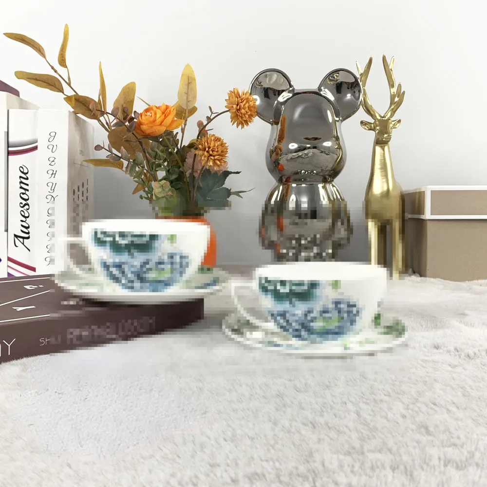 Designer Cups and Saucers Set England Wedg Jade Phoenix Afternoon Tea Set Gift Boxes Coffee Flower Tea Cup