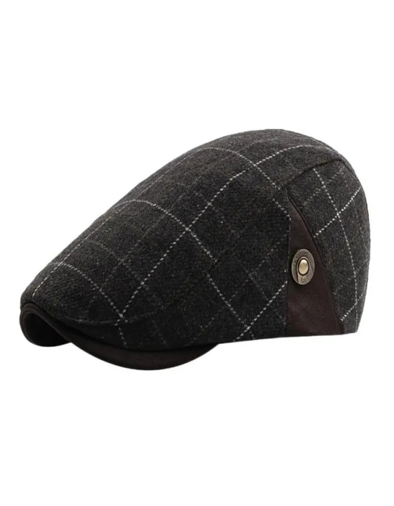 2018 Nouvel arrivée Hiver Men Plaid Vintage AJUSTABLE GATSBY PAPIED CAP Newsboy Beret Hat Men039 HATS HIVERS Bonnet Femme8976532