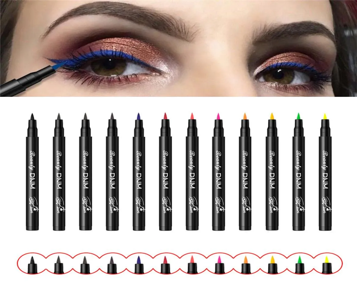 12 colors Eyeliner Makeup Waterproof Neon Colorful Liquid Eyeliner Pen Make Up Comestics Longlasting Black Eye Liner Pencil Makeu4395219