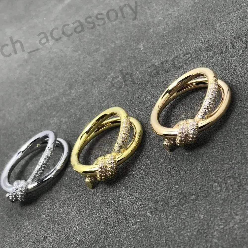 Signe correct en argent pur Tiffanyjewelry Ring Tiffanyring Designer Femmes Men de la plus haute qualité Gold 473 284