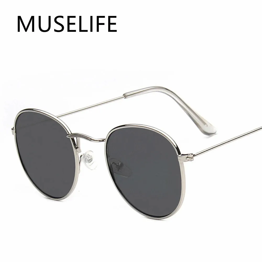 2024 Classic Small Frame Round Sunglaquemen Brand Designer Alloy Mirror Sun Glasses Vintage MODIS 240425