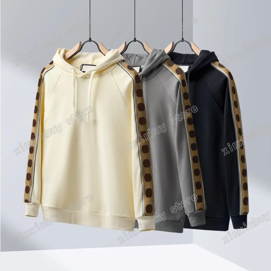 Xinxinbuy Men Designer Hoodies Paris France Reflecterende tape mouw riem katoen vrouwen zwart grijze abrikoos m-2xl 265Q