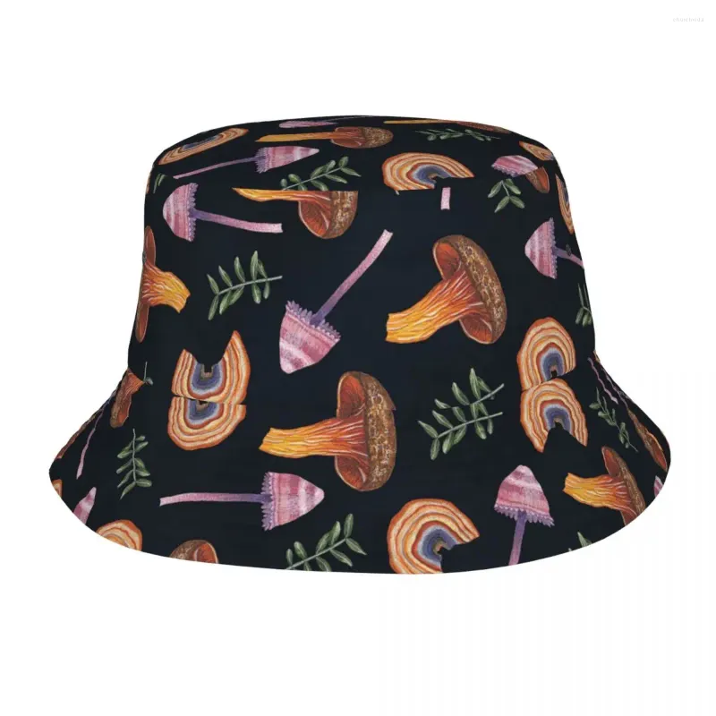 Bérets Champignons Tropical Match Bucket Hat Summer Beach Vacation Getaway Headwear Stuff de pêche Cap pour femmes extérieures Bob Light