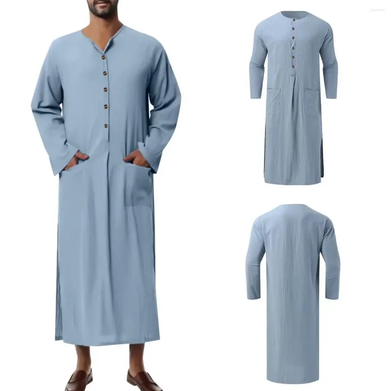 Vêtements ethniques Vobes arabie Muslim islamique Moyen-Orient Men de coton Mélange Qatar Robe Saudi Men's Robe Abaya