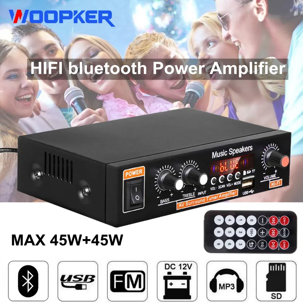 Amplificador Woopker 800W Amplificador de áudio G30 Digital Home poderoso poderoso Bluetooth HiFi Subwoof Subwoof Amplificador Player Support TF FM AUX