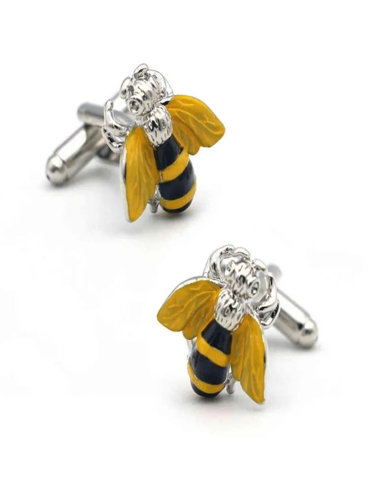 MEN039S WASP CUFF LINKS GULT FÄRG BEE DESIGN KVALITET KAPPER MATERIAL Fashion Manschettknappar hela detaljhandeln G1126310A4757687