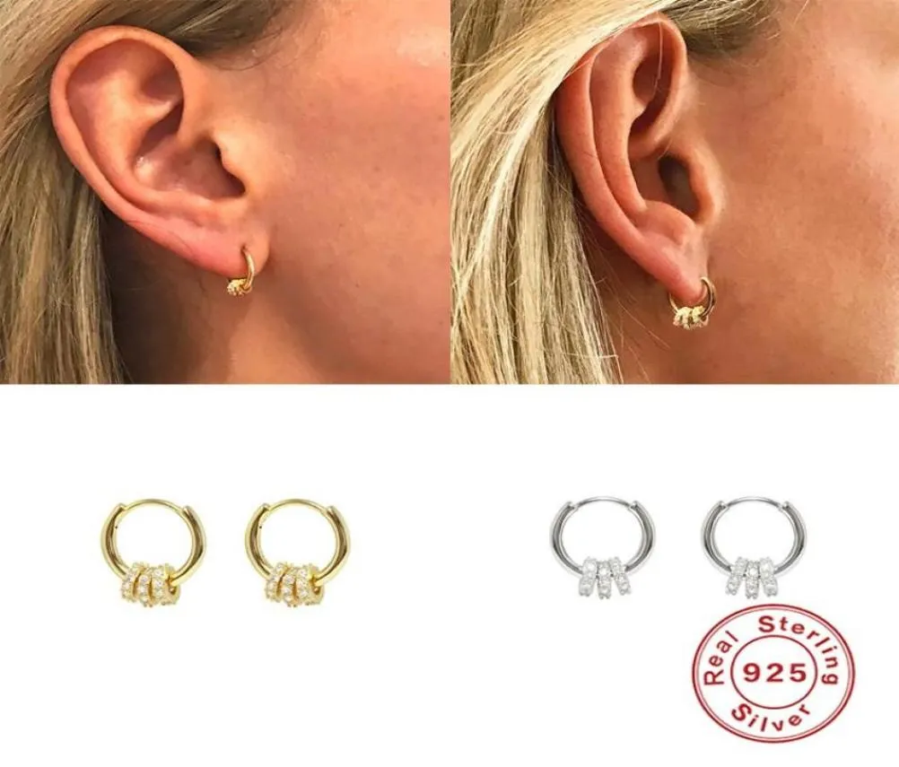 Hoop Huggie 925 Sterling Silver for Women Party Gifts Minimalist Light Luxury Crystal Earrings Lucky Bead Simple Ear Button Geom3526044