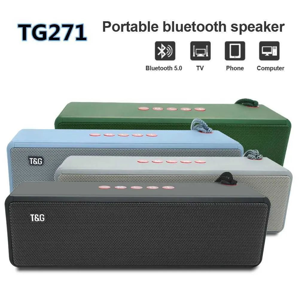 Conférenciers portables 2400mAh TG271 Bluetooth En haut-parleur Bluetooth Porte de fil Présentation du haut-parleur étanche Pilier de basse extérieur Pilier USB TFFM J240505