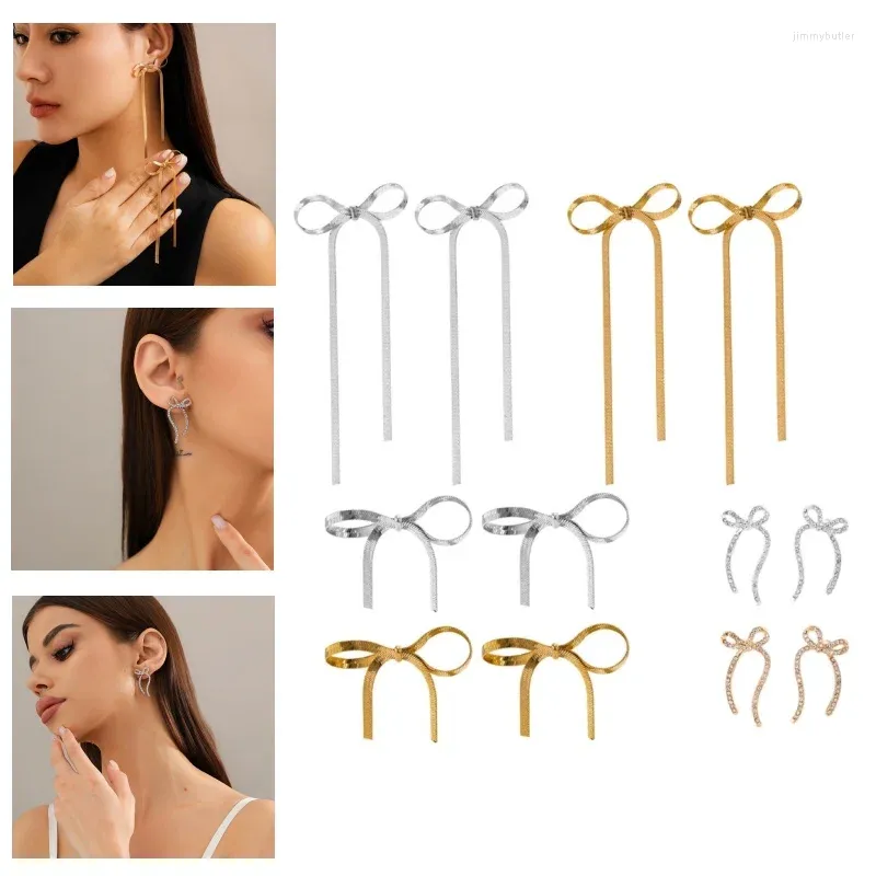 Dangle Earrings Trendy Bowknot Ear Jewelry Alloy Material Necklace Chain Gift For Fashion Enthusiasts