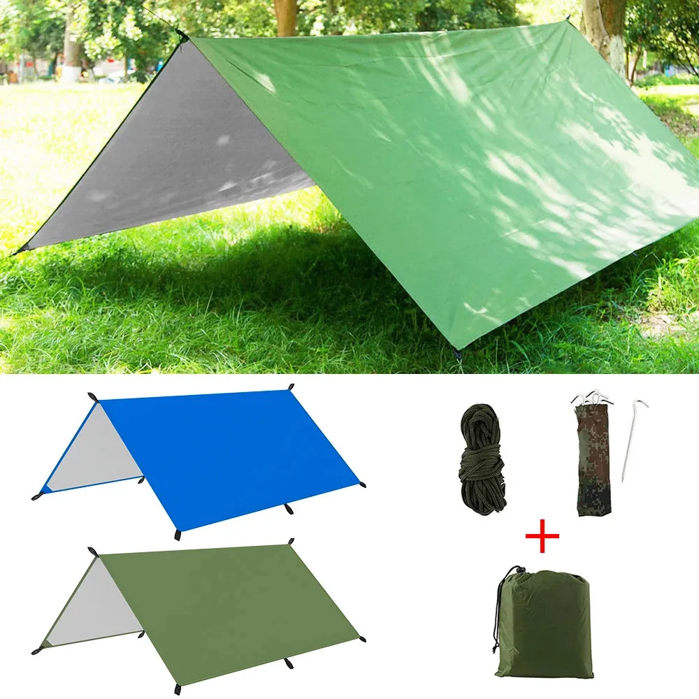 3x3m Słoneczne schronienie kemping namiot ślad 21D Nylon wielofunkcyjny namiot kempingowy Wodoodporna mata piknikowa z torbą do przenoszenia 240422