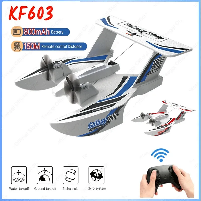 KF603 RC Glider 2,4 g Funkregel Flugzeug und Luft RC -Flugzeug EPP Foam Wasser Land Flieger Flugzeug Spielzeug Geschenk für Jungen 240429