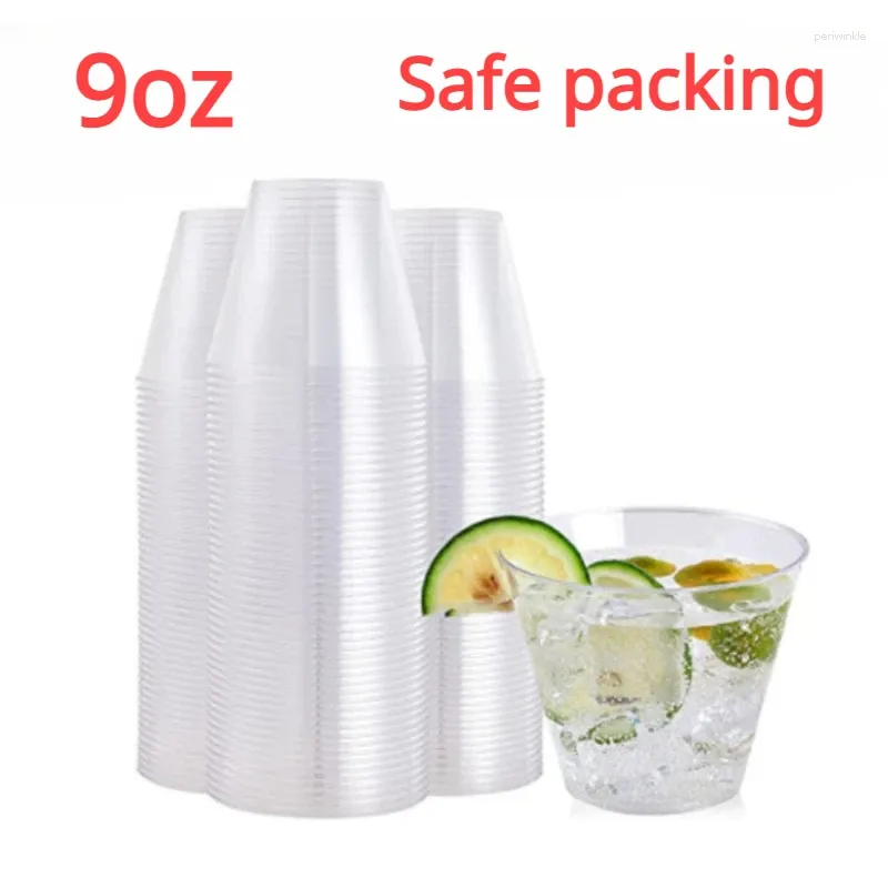 Wegwerpbekers rietjes 50 stks 9oz plastic heldere cocktailglazen drinken mokken feestje bruiloft toosteren veilig verpakken