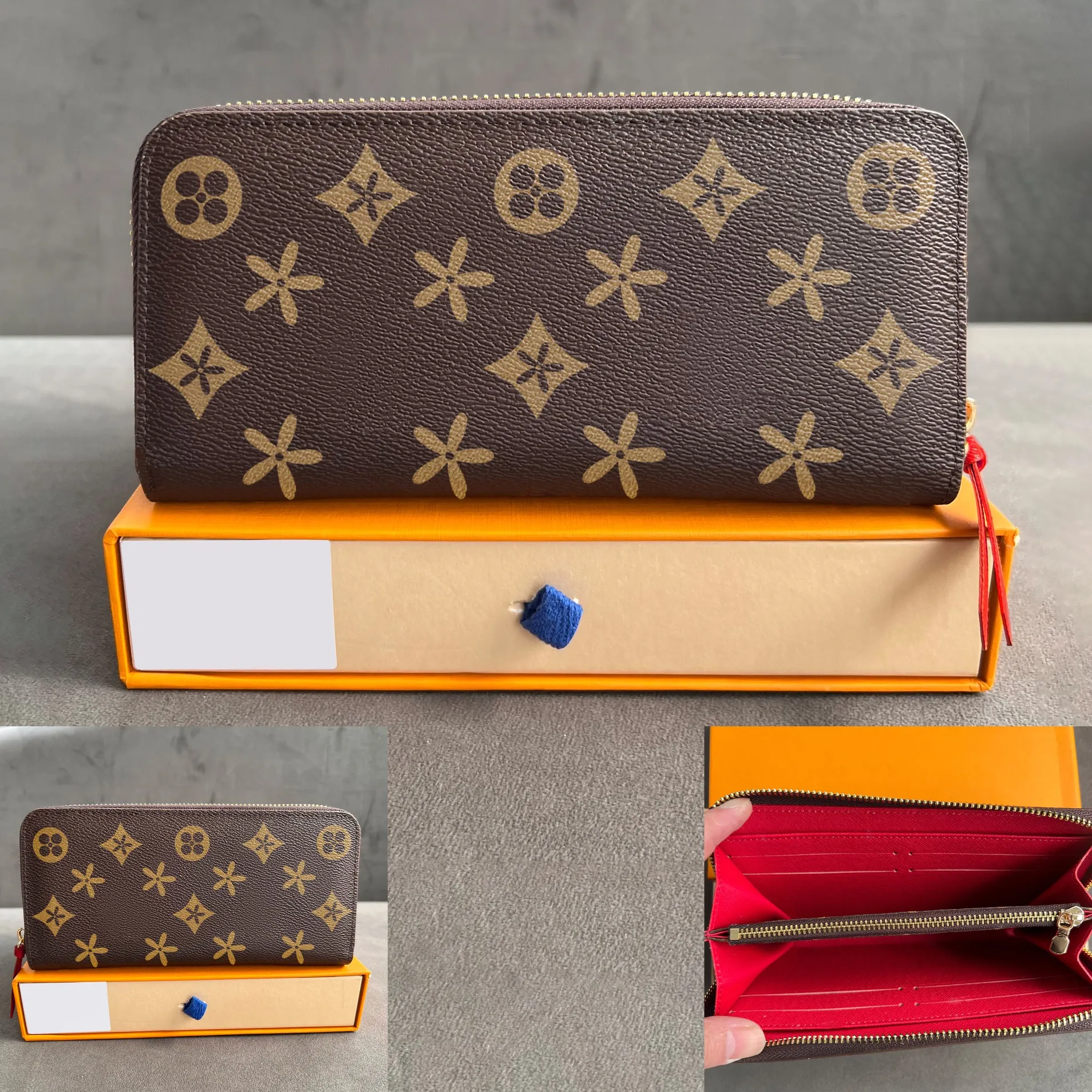 Lady zippy plånbok mens präglade designer mynt purses bäst säljare kvinnors bruna blommakorthållare plånböcker lyxiga nyckelpås läder internt kortplats i id korthållare