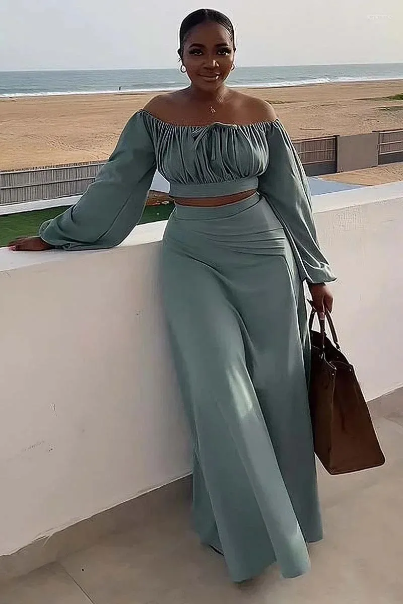 Off shoulder crop top with long skirt top