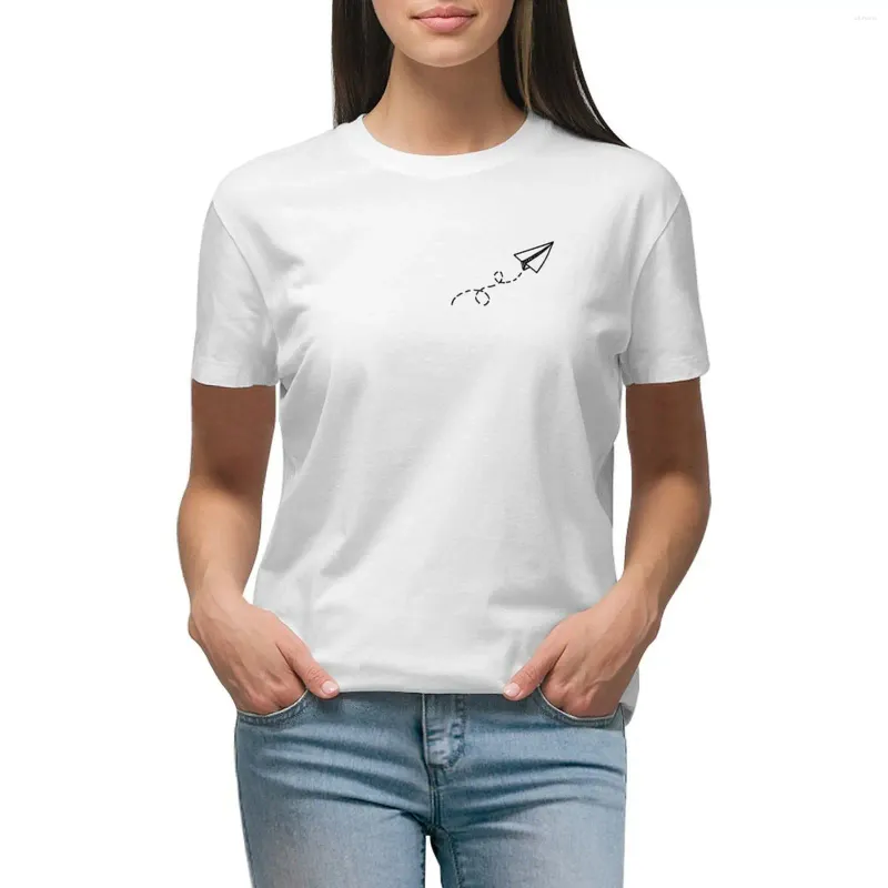 T-shirt de avião de papel de polo feminino