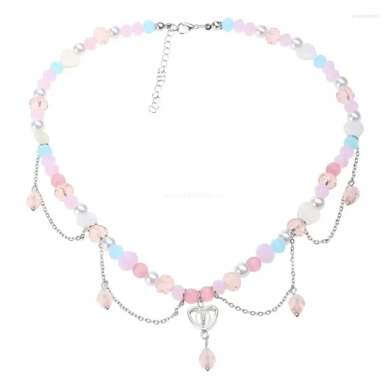 Choker Bohemian tissé à la main Collier coloré à la main Resin Love Collar Dropship