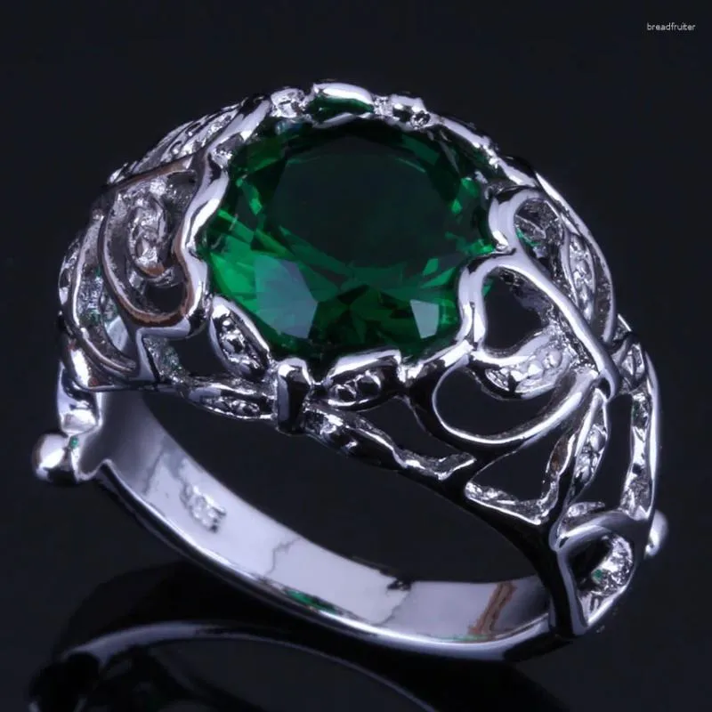 Кластерные кольца великолепное круглый зеленый кубический цирконий серебряный кольцо V0444