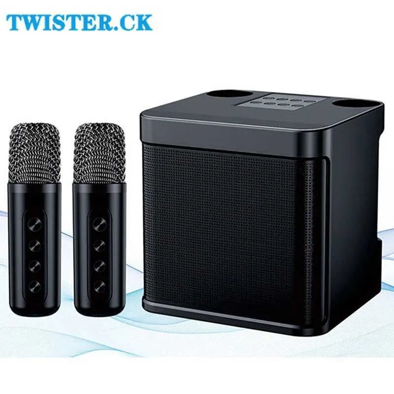 Tragbare Lautsprecher KD203 Karaoke -Maschine mit Dual -Mikrofonen für Sprachmodifikationen Tragbarer Lautsprecher Studio Subwoofer Aux TF -Karte USB -Player J240505