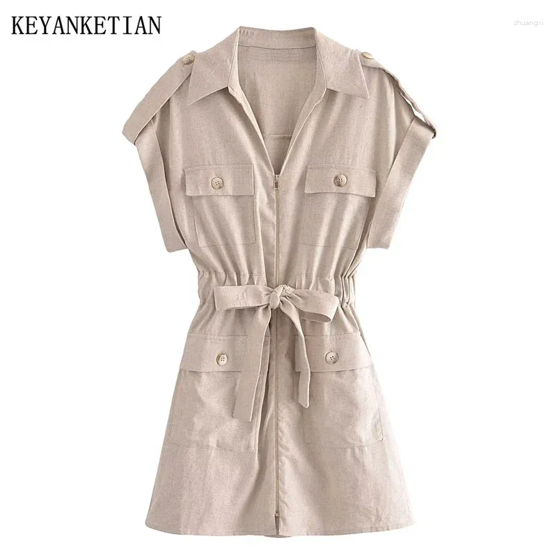 Robes de fête Keyanket Summer Texture Texture PAP V V VRAPE COLLE FEMMES FEMMES CASSOCUSS