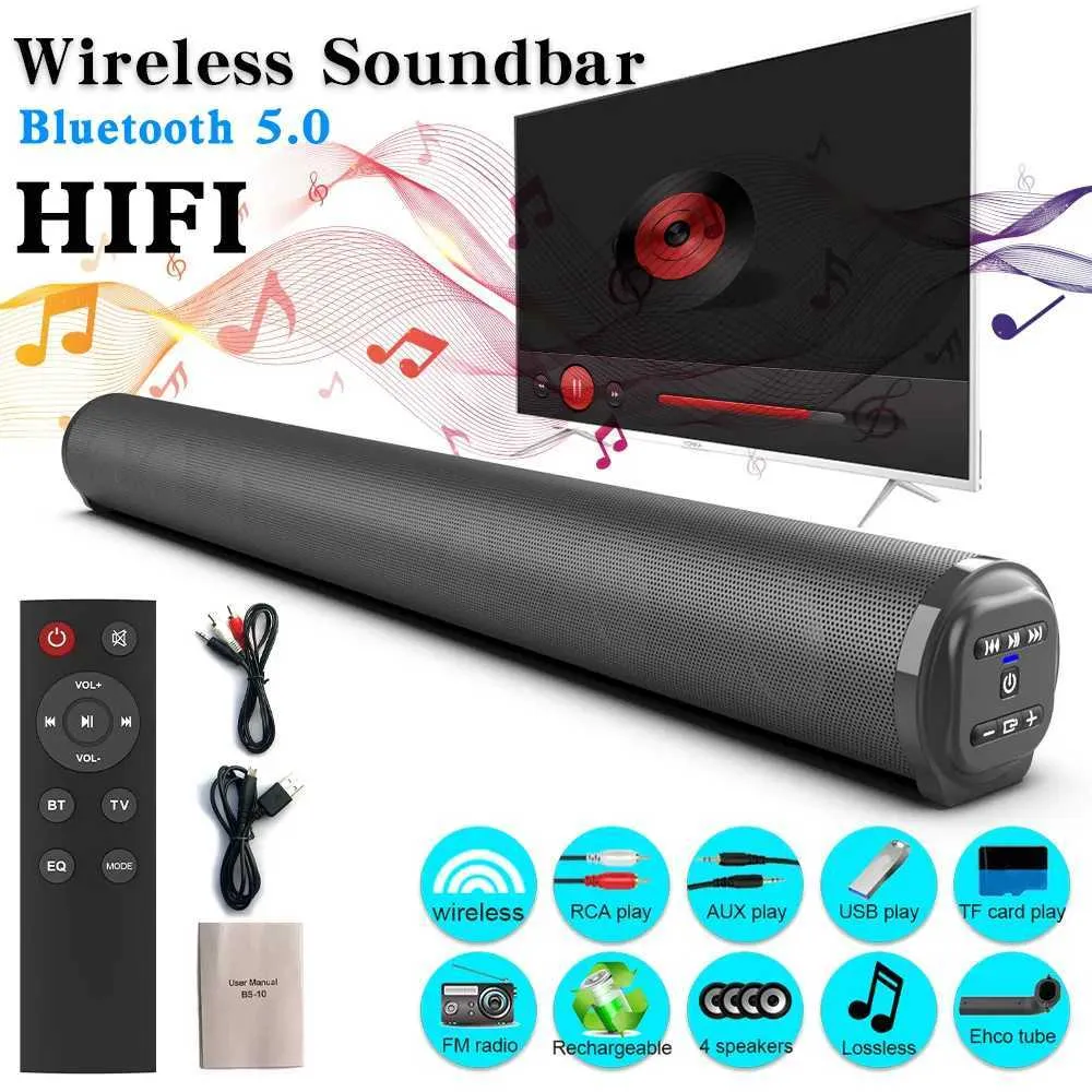 Haut-parleurs portables en haut-parleur Bluetooth en haut-parleur Soundbox Soundbar pour PC TV Subwoofer Music Center Boombox avec FM TF USB AUX RCA Soundbar J240505