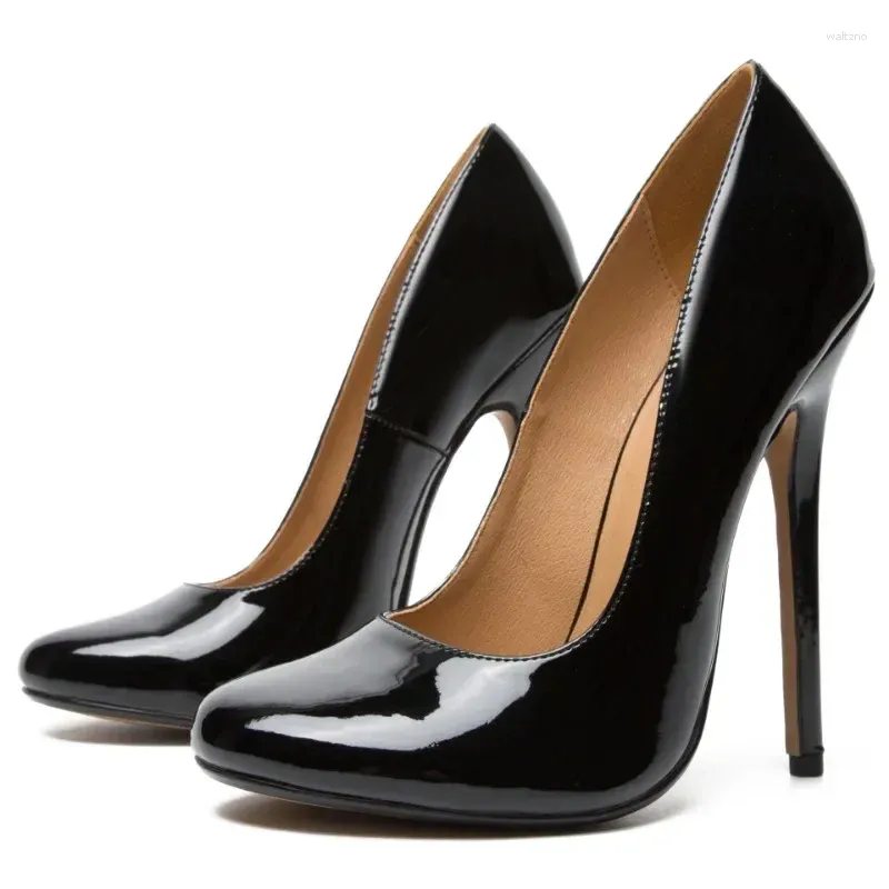 Chaussures habillées Designer Femmes pompes Fashion Point Toe Patent Cuir 15 cm Talons minces Stiletto Haute chaussure Black