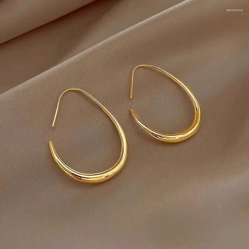 Boucles d'oreilles de cerceau mode or argent couleur géométrique ovale pour les femmes de bijoux de mariage de fête de la fête de la fête simple