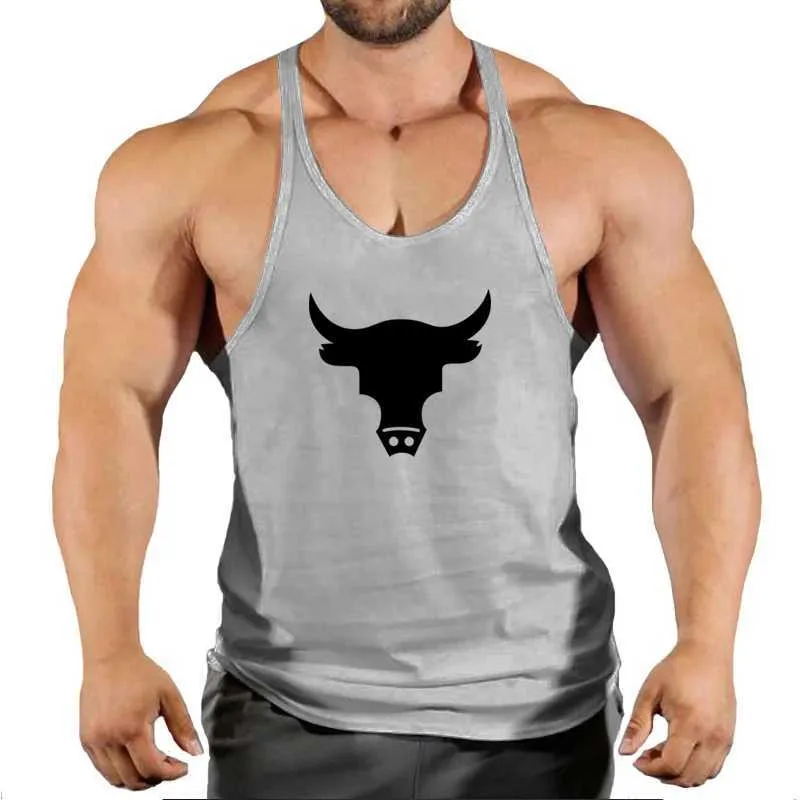 Herren -Tanktops Neue Hot Sale Herren Bullen gedruckt Tanktop atmungsaktive coole Weste Running Hemd Baumwolle Ts Bodybuilding Singulett Slveless T240505