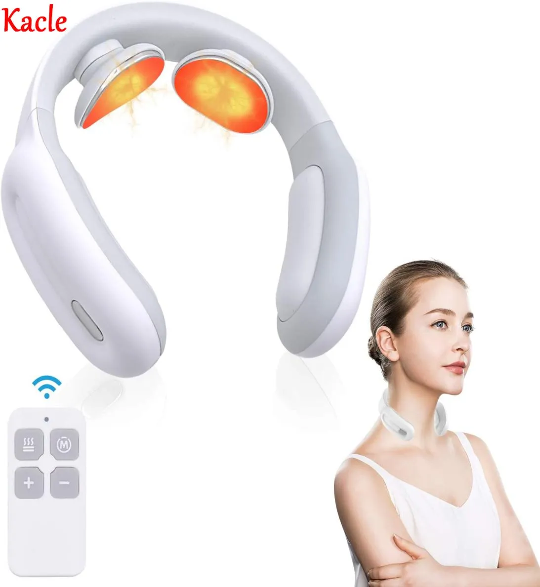 Kacle Neck Massager Intelligent tragbares Nackenmassagegeräte mit Hitze 3 Modi 15 Intensität für Geschenk Frauen Männer Home Officewhite7558643