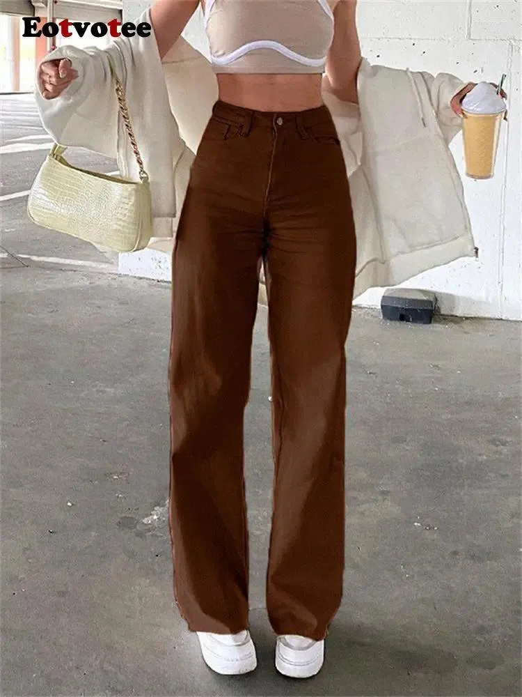 Jeans femminile eotvotee brown for women primavera estate 2024 High wili drive pantaloni in denim ufficio da donna coreano pantaloni sottili