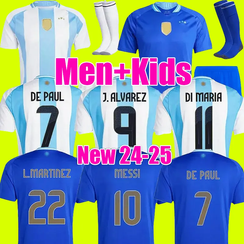 Maglie da calcio Argentina 3 stelle Messis 24 25 Fan Player Versione Allister Dybala Di Maria Martinez de Paul Maradona Child Kid Kit Kit Men Women Football Shirt