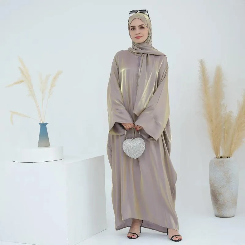 Roupas étnicas muçulmanas brilhantes abayas mulheres marocain long kaftan dubai peru túnio árabe maxi vestido solto eid djellaba caftan modest islâmica