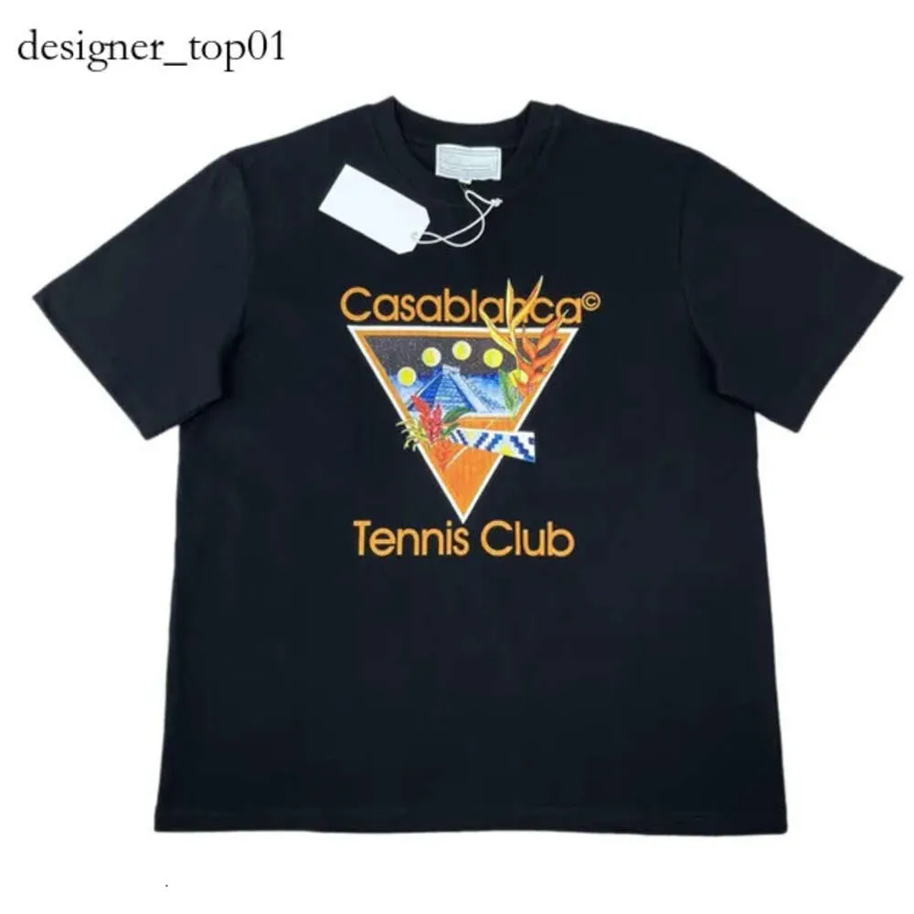 Men de créateur short noir jaune graphique Tee Summer Men T-shirt Casablanc Shirt Men Designer Tee Shirt Fashion Printing Casa Casual T-shirt 100% Coton Tee 2368