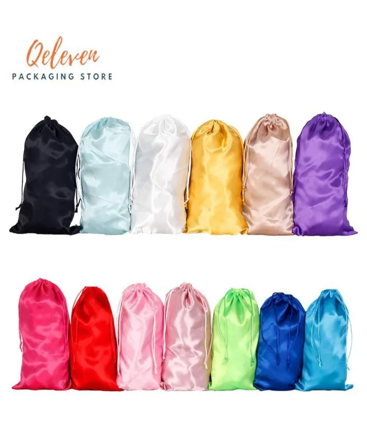 18x30cm Blank 13 Colors Light pinkPink pink Virgin Hair Extension Packaging Satin Silk Bag Gift Hair Bundles Packing Bags T205180276