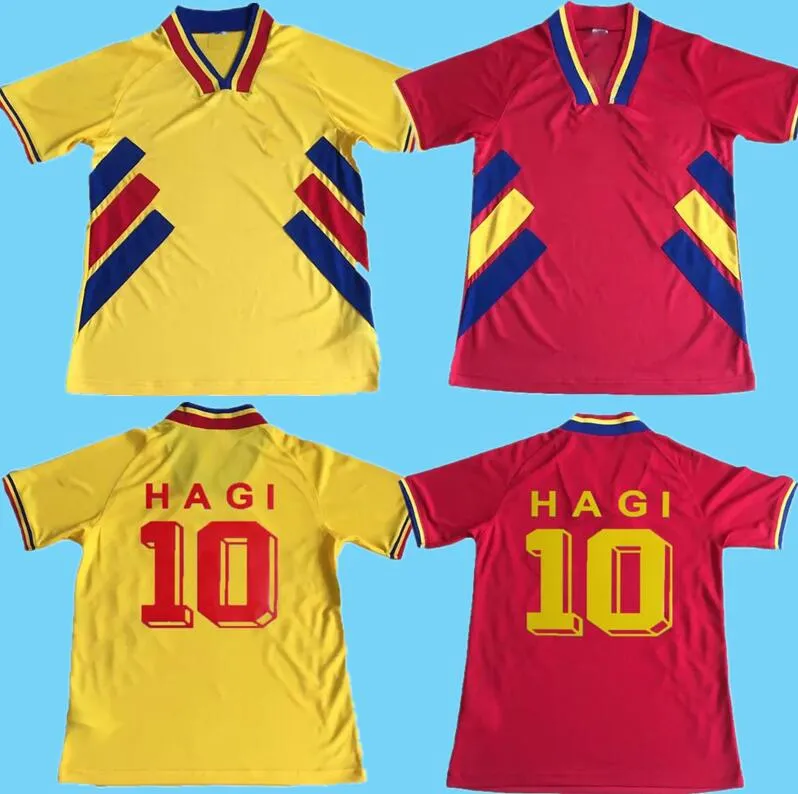 1994 Национальная команда Румыния Мужские футбольные майки Hagi Draducioiu Popescu Romania Home Yellow Away Red Retro Football Footm