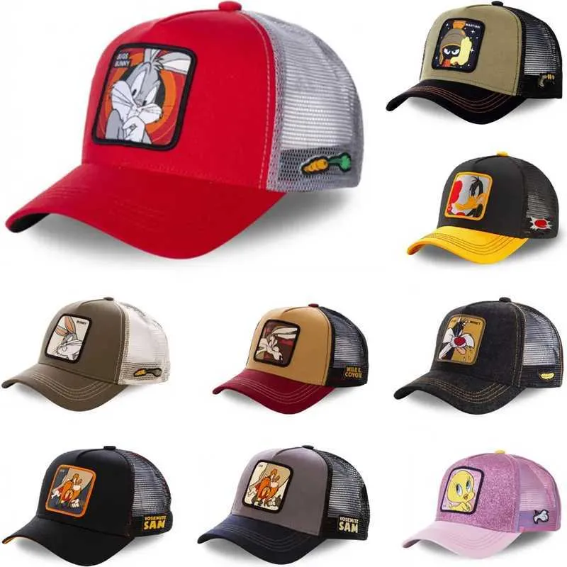 Boll Caps New Anime Bunny Taz Duck Quick Back Hat Cotton Baseball Hat Mens Hip Hop Dad Mesh Hat Truck Driver Direct Transport T240429