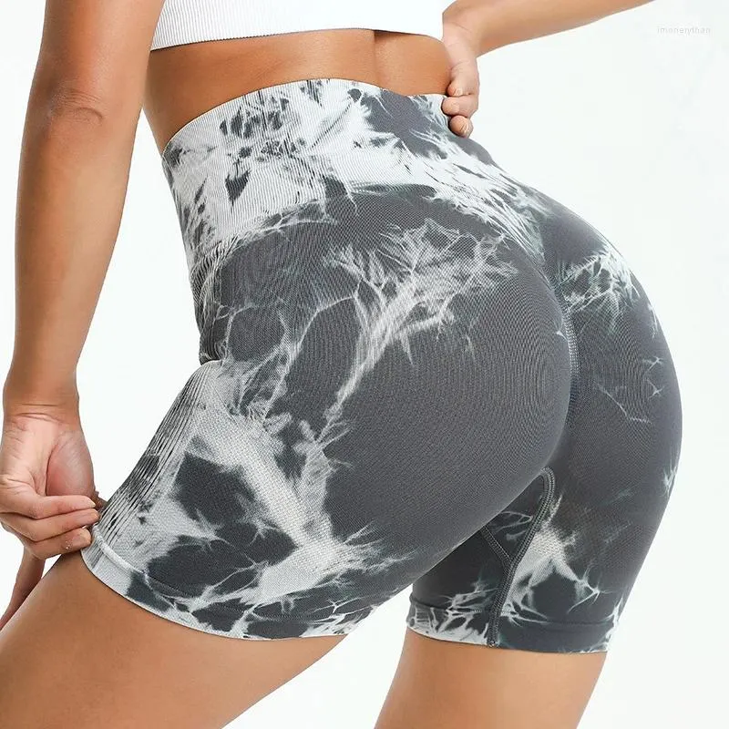 Pantaloncini da donna tinta tintura donne atmosferia athleisure senza cuciture senza cucitura pantaloni da yoga sexy di yoga a piedi per ciclismo push up