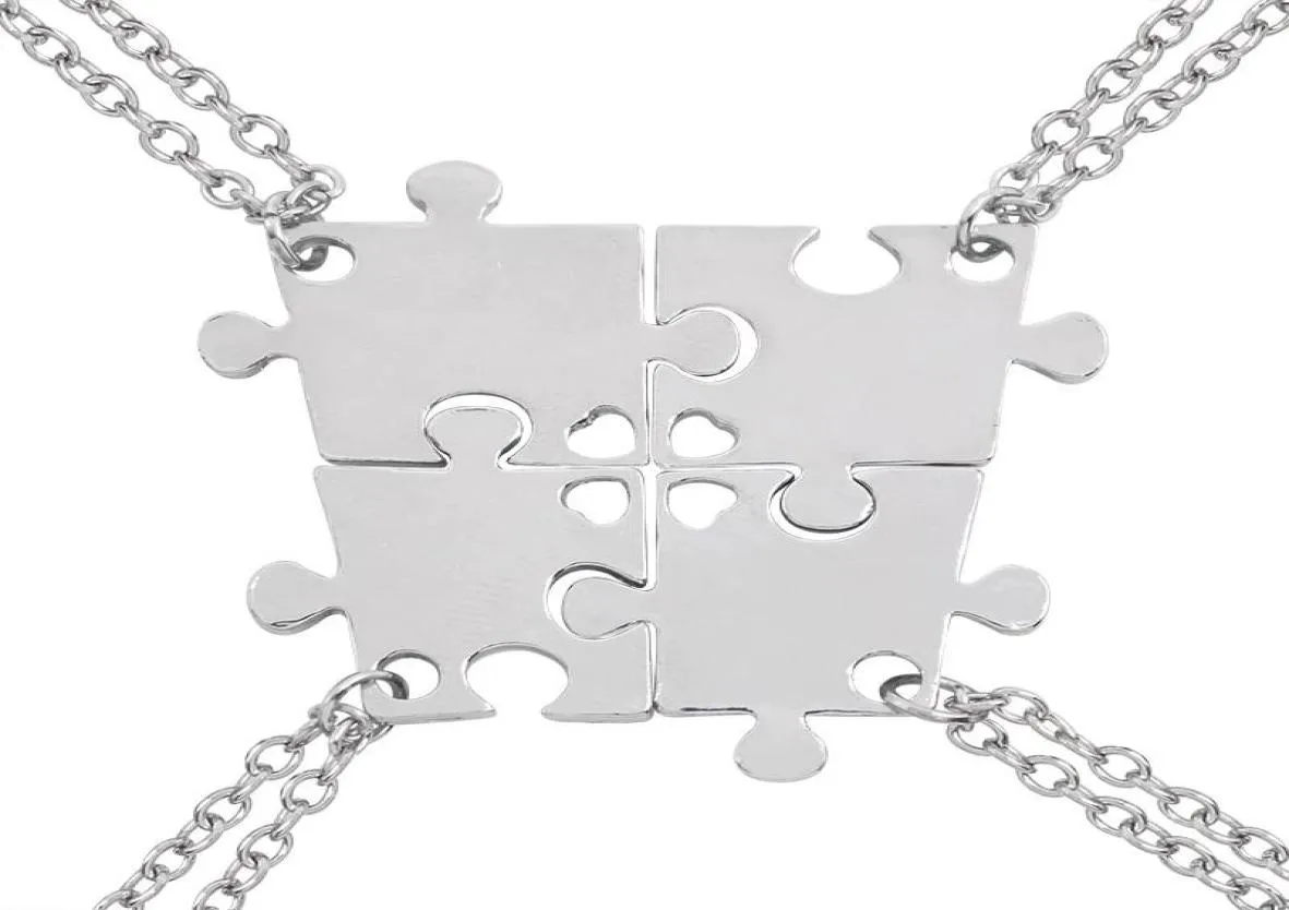 Colares pendentes 4 peças Conjunto de bons amigos séries Hollow Love Puzzle Puzzle