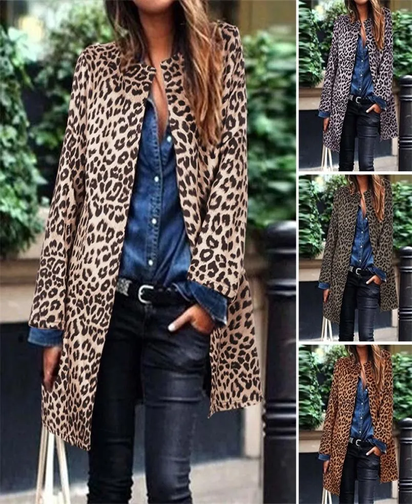 Herbst Leopard Print Cardigans Mänt