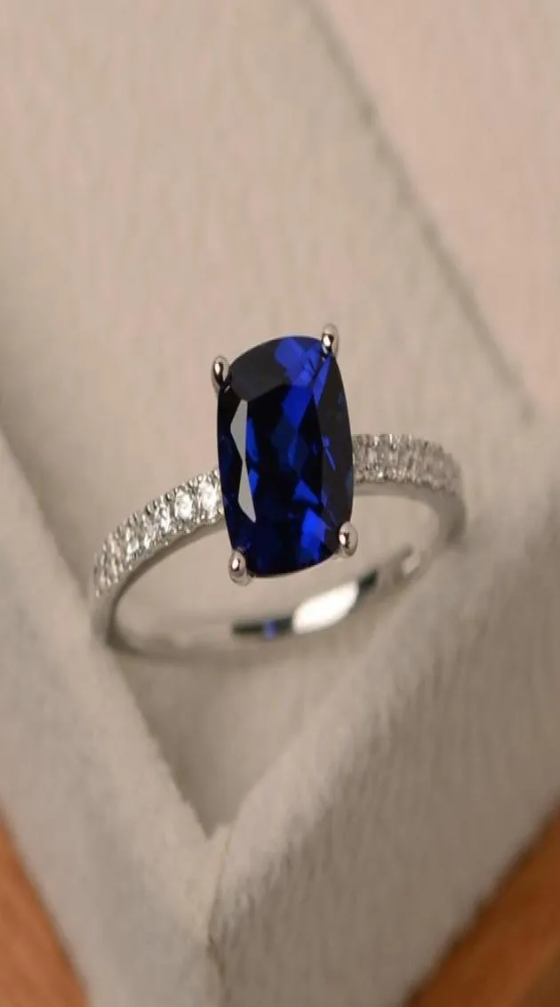 Anneau de mode Big Square Sky Blue Stone Rings pour femmes Bijoux Engagement de mariage Cadeau incrusté Anneaux de pierre 4079885