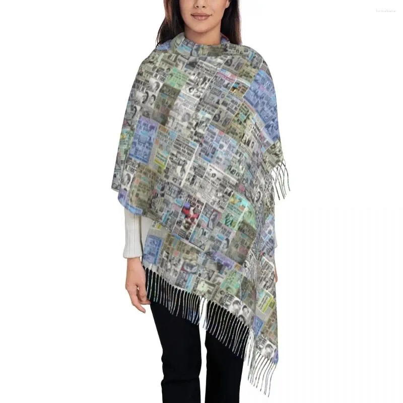 Schals farbenfroher Spera Schal Retro Buchstätte warmes weiches Schal -Wrap mit langem Quasten Unisex y2k lustige Wraps Herbst Foulard