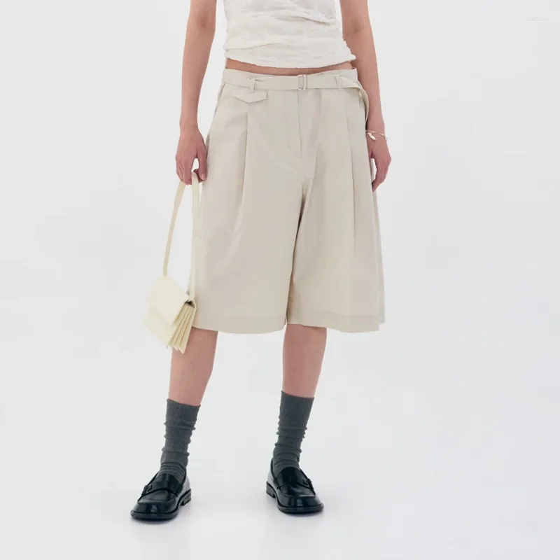 Женские брюки с низким стилем Бермудские шорты на 2024 г. весна/лето пояс с высокой талией с высокой пять частей шириной ноги