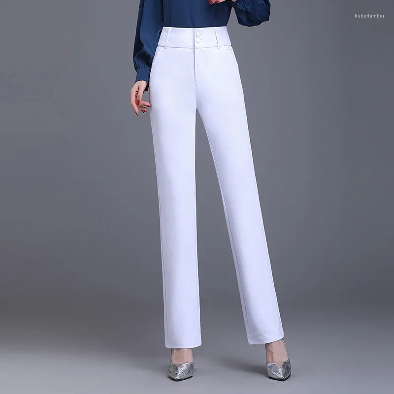 Frauenhose Frauen hohe Taille schlanker fassender weißer weißer schwarzer Anzug 2024 Feder Herbst Elegante schicke Bleistifthosen Plus Size 9384