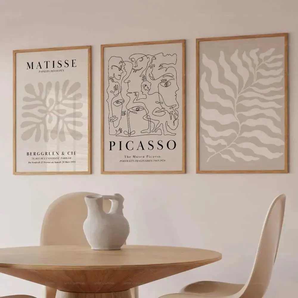 ERS средневековая нейтральная галерея Beige Matisse Picasso Выставка Подарок на стенах настенный холст.