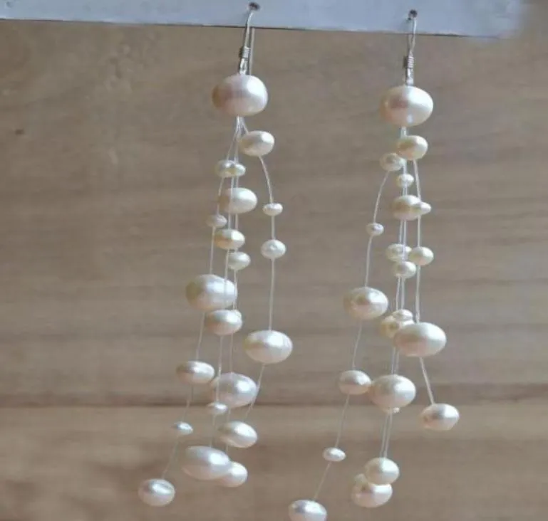 Bouettes d'oreilles en perles flottantes couleur blanche couleurs d'eau fraîche peigne oreille à oreille de lamelle de bijouterie