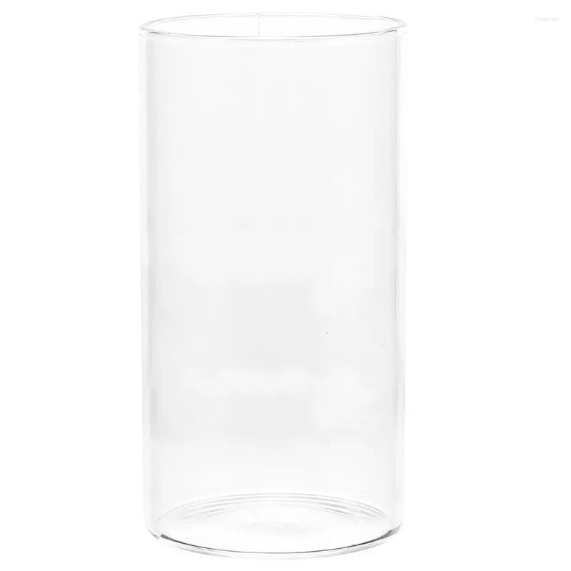 Ljushållare Glass Cup Cylinder Candleholder Cover Tube för pelarljusblomma Vase