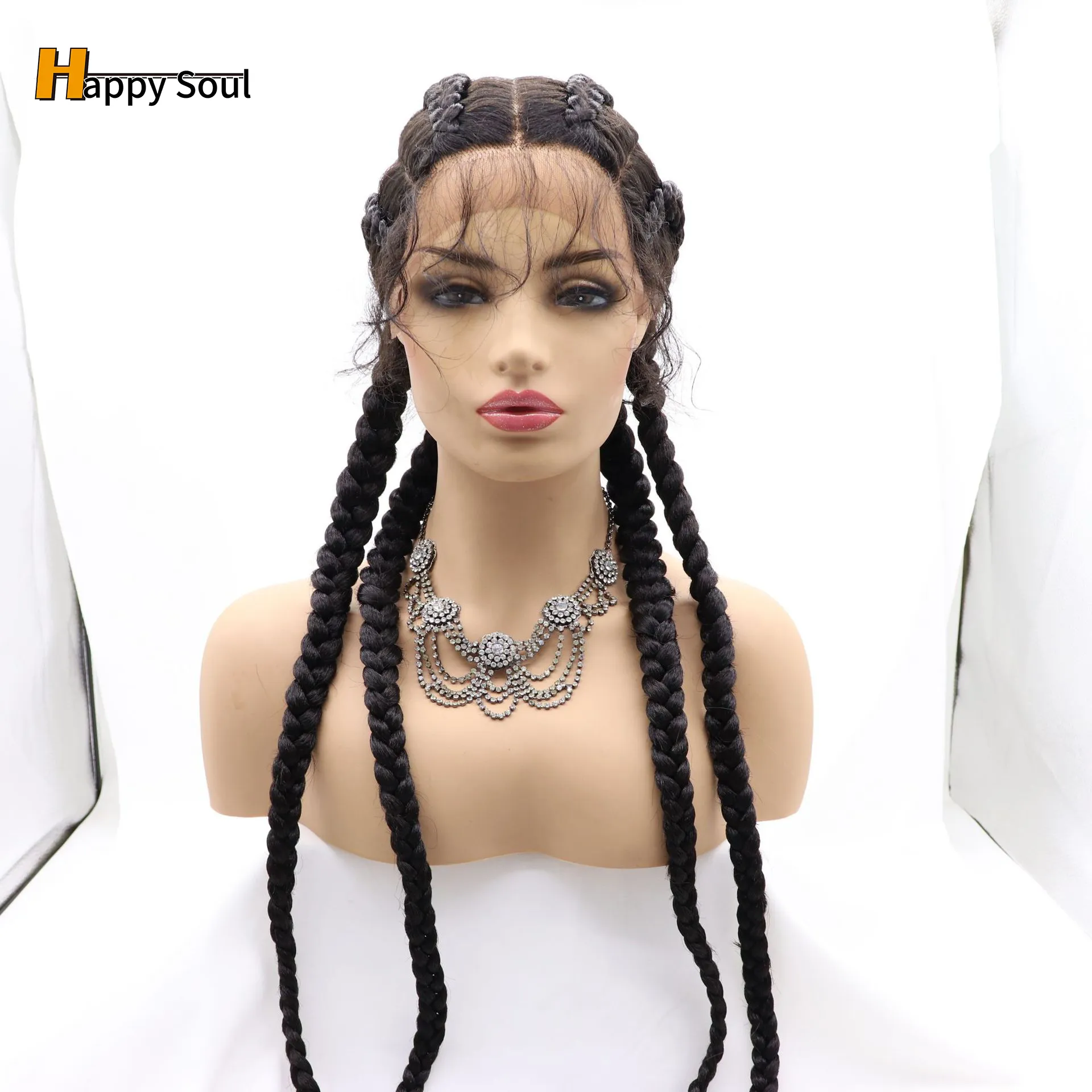 EUR US MATTE Full Lace Front Perücke HD weibliche Lange Zöpfe Yu Gubian Lace Braids Hochtemperatur Chemische Faserfaser -Zöpfe Cosplay Party Urlaub